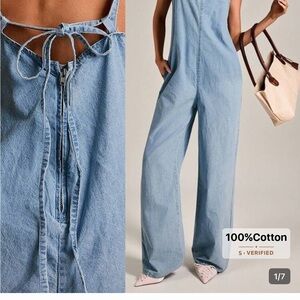SHEIN Light Blue Denim Overalls